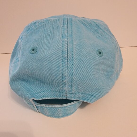 Take It Easy Curved Bill Mesh Embroidered Snapback Washed Denim Blue Green Cap - Picture 5 of 5